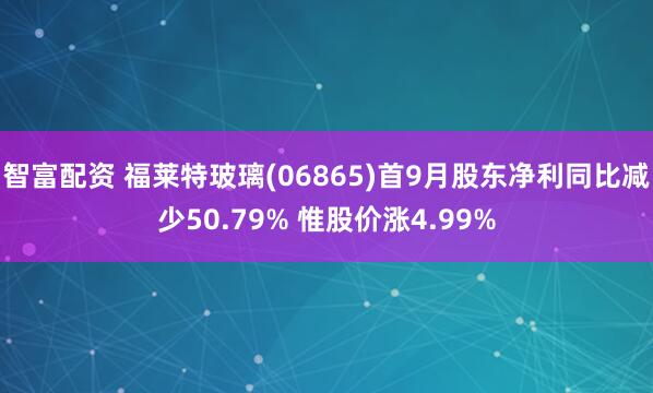 智富配资 福莱特玻璃(06865)首9月股东净利同比减少50.79% 惟股价涨4.99%